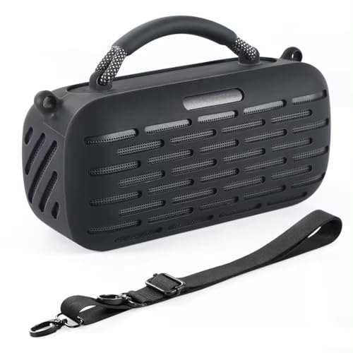 ForSoundLink Max Silikon-Schutzhülle, tragbarer Lautsprecher mit rutschfestem Design, einfache Installation und Schultergurt, Schwarz / Blau (Schwarz) von GLOBALHUT