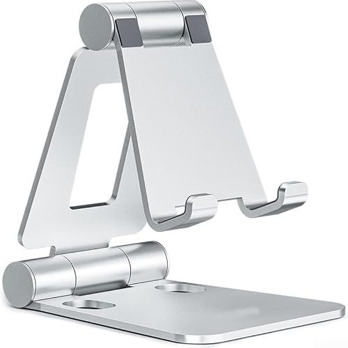GLOBALHUT Verstellbarer, faltbarer Telefonständer für hervorragende Desktop-Unterstützung, stabile Konstruktion aus Aluminiumlegierung (schwarz) von GLOBALHUT