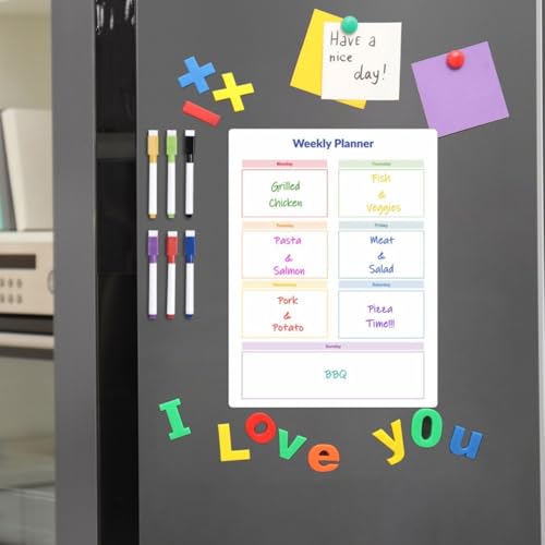 Magnetischer Terminplaner, Kühlschrank-Memoboard mit 6 Markern und Saugnapf, Handtuch, transparentes Memoboard für Aufgabenmanagement Magnetischer Terminplaner, Kühlschrank-Memoboard mit 6 Markern und Saugnapf, Handtuch, transparentes Memoboard für Aufgabenmanagement von GLOBALHUT