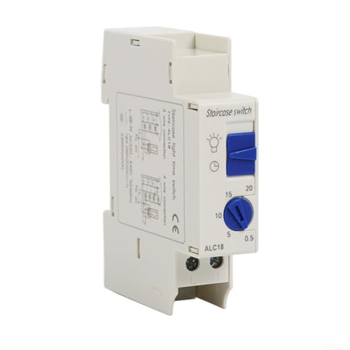 Zeitschaltuhr für Treppenbeleuchtung, AC 220-240 V, elektrischer automatischer Aus-Schalter, einstellbare Zeiteinstellung 0,5-20 Minuten, weißer Timer Zeitschaltuhr für Treppenbeleuchtung, AC 220-240 V, elektrischer automatischer Aus-Schalter, einstellbare Zeiteinstellung 0,5-20 Minuten, weißer Timer von GLOBALHUT