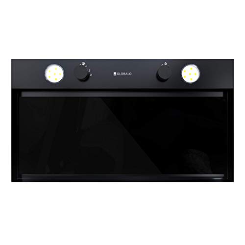 GLOBALO Dunstabzugshaube, Einbauhaube für Küche, Flachlüfter, mit Beleuchtung, Einbaubreite 60 cm, 3 Leistungsstufen, Floweri 60.2 Black, Schwarz [Energieklasse B] 45 dB 570 m3/h von GLOBALO