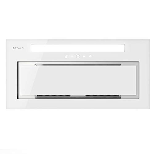GLOBALO Dunstabzugshaube, Einbauhaube für Küche, Flachlüfter, mit Beleuchtung, Einbaubreite 60 cm, 4 Leistungsstufen, Gehärtetes Glas und Lackierter Stahl, Loteo 60.4 Plus White, Weiß von GLOBALO