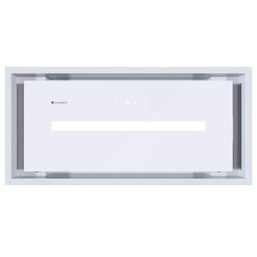 GLOBALO Dunstabzugshaube, Einbauhaube für Küche, Flachlüfter, mit Beleuchtung, Einbaubreite 60 cm, Gehärtetes Glas, PINELIO 60.1 White, Weiss [Energieklasse A+] von GLOBALO