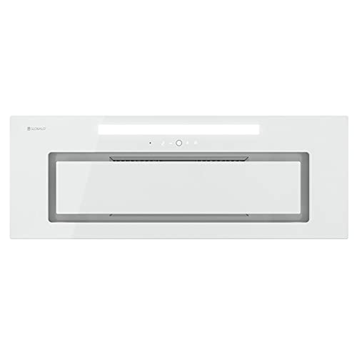 GLOBALO Dunstabzugshaube, Einbauhaube für Küche, Flachlüfter, mit Beleuchtung, Einbaubreite 80 cm, Gehärtetes Glas und Lackierter Stahl, Silentio 80.2 White, Weiss von GLOBALO