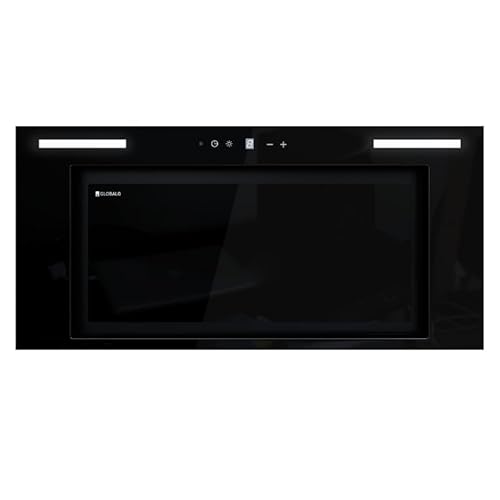 GLOBALO Einbau-Dunstabzugshaube 60cm, Unterschrank Küche Dunstabzugshaube, Einbau-Dunstabzugshaube, Unterschrank Küche Stahl Serie, lackierter Stahl, gehärtetes Glas, Materi 60.1 Black von GLOBALO