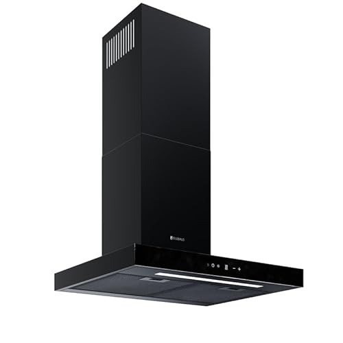 GLOBALO Einbau-Küchenhaube, 60cm Einbauhaube, LED-Beleuchtung, 3 Geschwindigkeitsbereiche, lackierter Stahl, gehärtetes Glas, LONATIO 60.1 Black von GLOBALO