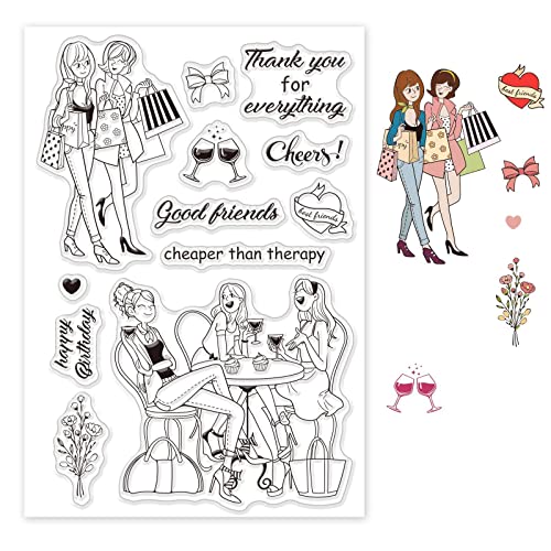 GLOBLELAND Silikonstempel Frauen Klare Stempel Frauen Transparente Stempel Frauen Clear Stamps für Kartenherstellung und DIY Scrapbooking Dekor von GLOBLELAND