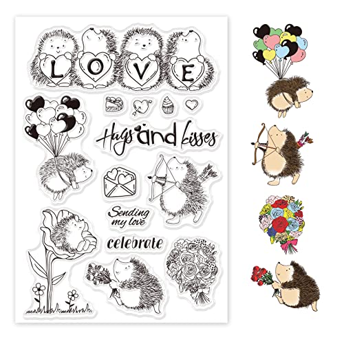 GLOBLELAND Silikonstempel Igel Klare Stempel Igel Transparentes Stempel Siegel Clear Stamps für Kartenherstellung und DIY Scrapbooking Dekor von GLOBLELAND