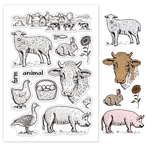 GLOBLELAND Thema Nutztiere Klare Stempel Silikonstempel für Kartenherstellung und DIY Scrapbooking von GLOBLELAND