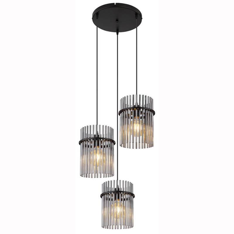 Hängeleuchte, Glasstäbe, 3 Flammig, rauchfarben, H 140 cm von GLOBO LIGHTING