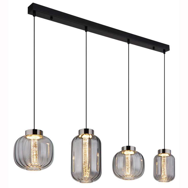 LED Pendelleuchte, schwarz chrom, Glas rauch, H 150 cm von GLOBO LIGHTING