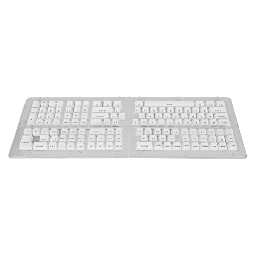 GLOGLOW PBT-Tastatur-Tastenkappen, 132 Tasten, Mattes Aussehen, Gaming-Tastenkappen, DIY-Kombination, Ergonomisches Design für Mechanische Tastatur (Weiße Blaue Buchstaben) von GLOGLOW