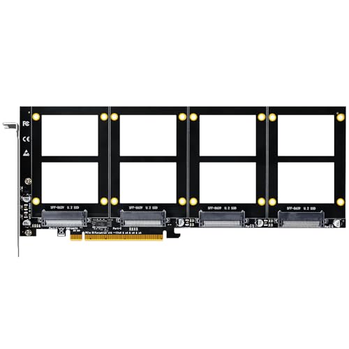 GLOTRENDS PU41 Quad U.2 SSD to PCIe 4.0 X16 Adapter ohne PCIe Bifurcation Funktion (PCIe Bifurcation Motherboard ist erforderlich) von GLOTRENDS