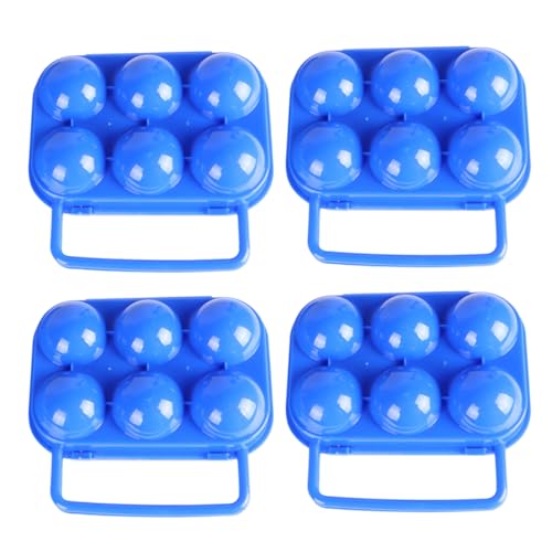 GLSTOY 1 Set 4 Stück Wiederverwendbare Eieraufbewahrungsboxen Aus Kunststoff Mit 6 Gittern Tragbare Eierhalter Eierboxen Blau von GLSTOY