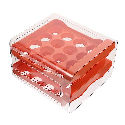 GLSTOY Praktischer Eierorganizer Für Den Kühlschrank Transparente Mit 32 Fächern Stapelbar Und Platzsparend Ideal Für Die Kühlschrankorganisation von GLSTOY