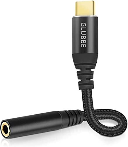 GLUBEE USB C Kopfhörer Adapter Aux, USB C auf 3.5 Klinke Adapter Audio für Samsung Galaxy S24 Ultra Z Flip 3 Z Fold 3 S20+ Pixel 8 Pro 5 kompatibel mit iPhone 15 Serie (Schwarz) von GLUBEE