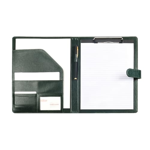 GLigeT Aktenordner A4-Ordner aus Leder mit Stifteinsatz, multifunktionaler Clip for Vertragsunterzeichnung, for Geschäftstreffen, Schreibblöcke Ringhefter(Green) von GLigeT