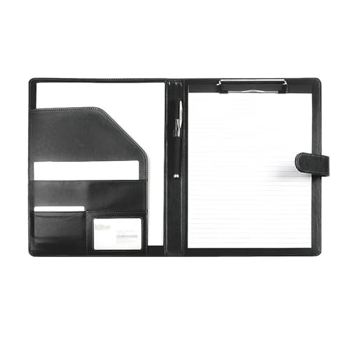 GLigeT Aktenordner A4-Ordner aus Leder mit Stifteinsatz, multifunktionaler Clip for Vertragsunterzeichnung, for Geschäftstreffen, Schreibblöcke Ringhefter(Schwarz) von GLigeT
