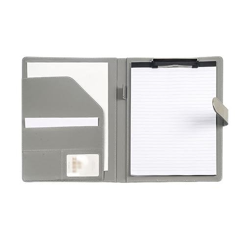 GLigeT Aktenordner A4-Ordner aus Leder mit Stifteinsatz, multifunktionaler Clip for Vertragsunterzeichnung, for Geschäftstreffen, Schreibblöcke Ringhefter(Silver) von GLigeT
