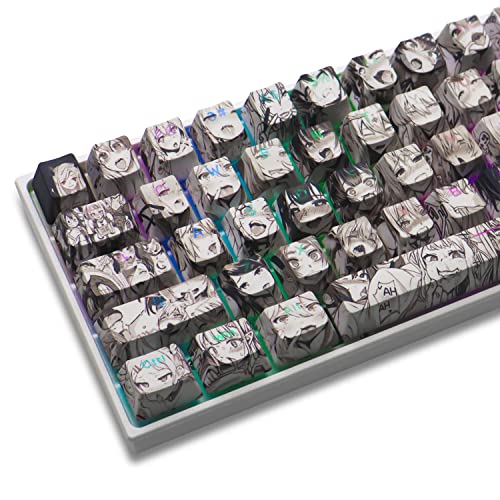 PBT Anime Tastenkappen,XVX japanische benutzerdefinierte hintergrundbeleuchtete Tastenkappen, OEM-Profil-Tastenkappen für 61/87/104/108 Cherry Gateron MX Switches mechanische Tastatur (Schwarz Anime) von GMKWTL