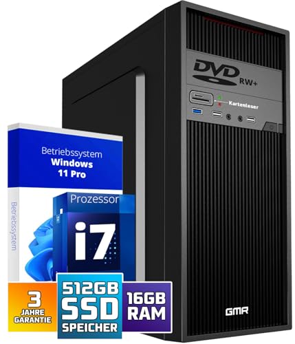 GMR Ultra Max i7 Office PC - Business Office Computer | 3 Jahre Garantie | 16 GB RAM | 512GB SSD | DVD±RW | USB 3 | Windows 11 Prof | WiFi-Bluetooth von GMR