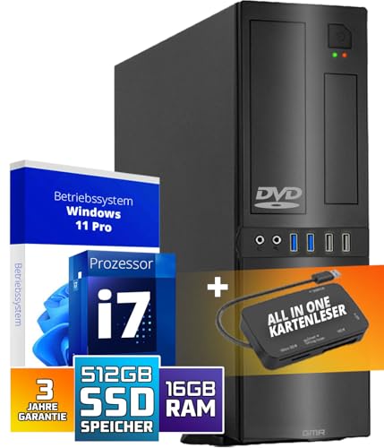 GMR Ultra Slim i7 Office PC - Business Office Computer | 3 Jahre Garantie | 16 GB RAM | 512GB SSD | DVD±RW | USB 3 | Windows 11 Prof | WiFi-Bluetooth von GMR