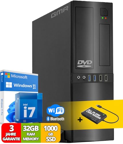 Office PC mit Intel i7 | 4.0GHz | 32 GB RAM | 1000 GB SSD | DVD±RW | Smart ID Card Reader 5-in-1 | WiFi 600 und Bluetooth 5 | USB3 | Windows 11 Pro | Multimedia Computer mit 3 Jahren Garantie! von GMR