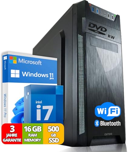 Ultra Intel i7 PC - Schneller Rechner + Computer für Büro & Home Office mit 16GB DDR3 RAM/Arbeitsspeicher - 512GB SSD - DVD+RW - USB3.0 - WiFi 600 und Bluetooth 5 - Win 11 Pro Ultra Intel i7 PC - Schneller Rechner + Computer für Büro & Home Office mit 16GB DDR3 RAM/Arbeitsspeicher - 512GB SSD - DVD+RW - USB3.0 - WiFi 600 und Bluetooth 5 - Win 11 Pro von GMR