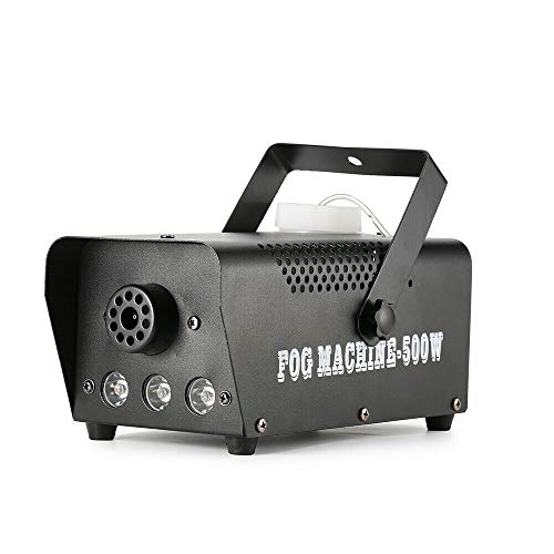 500W Nebelmaschine mit RGB-Effekt 10 Rauchaustrittslöchern und 3 LED-Leuchten tragbare mit 2 Fernbedienungen für Bar DJ Disco Partys Halloween Hochzeit Weihnachten von GMSLuu