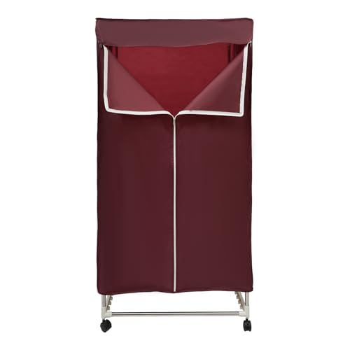 Tragbarer Wäschetrockner Elektrischer Wäschetrockner 1500W Multifunktionale Trocknermaschine mit Timer 0-240min Kleiderschrank Trockenmaschine für Wohnungen (Weinrot, Touchscreen) von GMSLuu