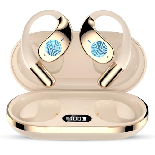 AI übersetzer Kopfhörer, 2025 Neu 2 in 1 Sprachübersetzer Kopfhörer Kabellos Bluetooth, 144 Sprachen Hängendes Ohr Translation Earbuds, 5.3 Zwei Wege Übersetzer Bluetooth-Ohrhörer (Off white) von GMTEO