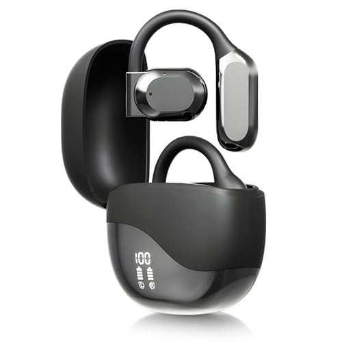 AI übersetzer Kopfhörer, 2025 Neu 2 in 1 Sprachübersetzer Kopfhörer Kabellos Bluetooth, 144 Sprachen Hängendes Ohr Translation Earbuds, 5.3 Zwei Wege Übersetzer Bluetooth-Ohrhörer (Schwarz) von GMTEO