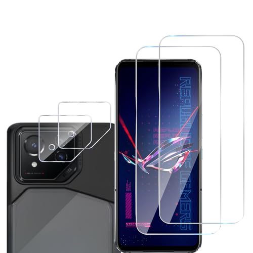 GMUJIAO [2+2 Stück kompatibel mit Asus ROG Phone 8 für Displayschutzfolie & Kamera Schutzfolie Linse,HD Displayschutzfolie[9H Härte] von GMUJIAO