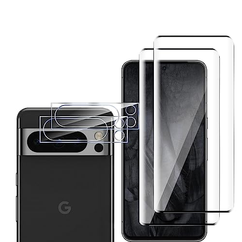 GMUJIAO [2+2 Stück kompatibel mit Google Pixel 8 Pro für Displayschutzfolie & Kamera Schutzfolie Linse,HD Displayschutzfolie[9H Härte] von GMUJIAO