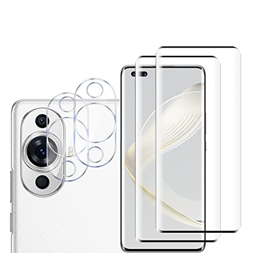 GMUJIAO [2+2 Stück kompatibel mit Huawei nova 11 Pro für Displayschutzfolie & Kamera Schutzfolie Linse,HD Displayschutzfolie[9H Härte]-Schwarz von GMUJIAO