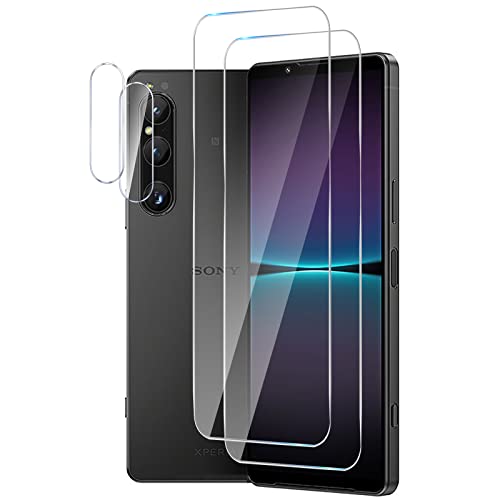 GMUJIAO [2+2 Stück kompatibel mit Sony Xperia 1 V für Displayschutzfolie & Kamera Schutzfolie Linse,HD Displayschutzfolie[9H Härte] von GMUJIAO