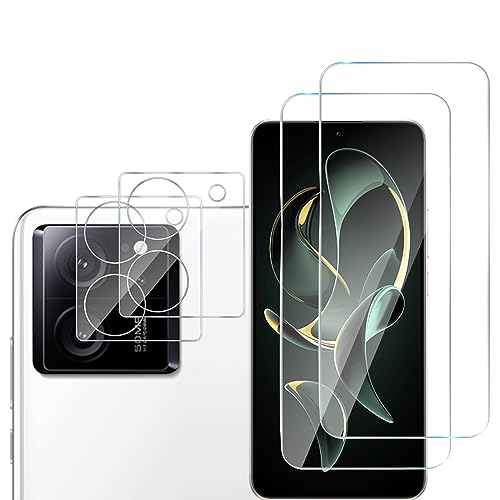 GMUJIAO [2+2 Stück kompatibel mit Xiaomi 13T Pro für Displayschutzfolie & Kamera Schutzfolie Linse,HD Displayschutzfolie[9H Härte] von GMUJIAO