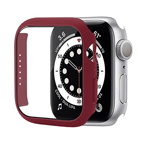 GMUJIAO 2-Stück Hülle für Apple Watch SE 2022 40mm,Hülle Mit Displayschutz,Hard PC Rundum Displayschutz Schutz Case für Apple Watch SE 2022 40mm-Dunkelrot von GMUJIAO