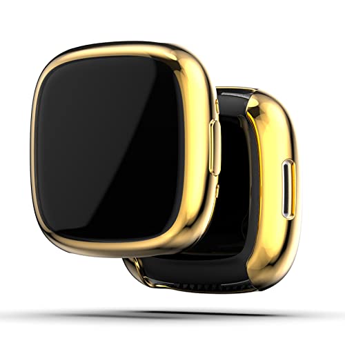 GMUJIAO 2-Stück Hülle für Fitbit Sense 2,Stoßabsorbierende Dünn Designte Schutzhülle,Rundum Schutzhülle HD Ultradünne Schutz Case-Gold von GMUJIAO