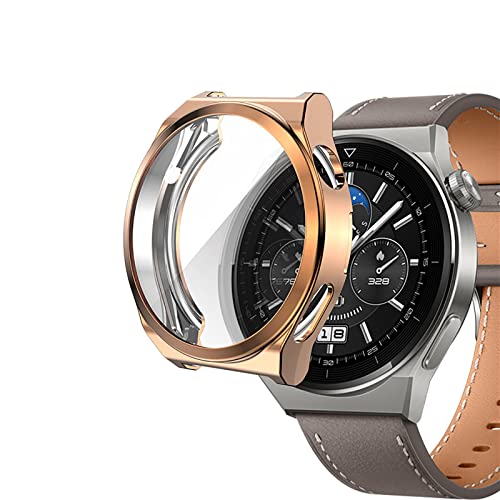 GMUJIAO 2-Stück Hülle für Huawei Watch GT 3 Pro 46mm,Stoßabsorbierende Dünn Designte Schutzhülle,Rundum Schutzhülle HD Ultradünne Schutz Case-Roségold von GMUJIAO