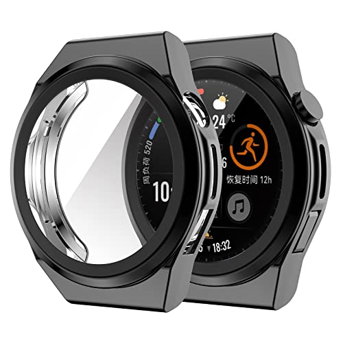 GMUJIAO 2-Stück Hülle für Huawei Watch GT3 SE,Stoßabsorbierende Dünn Designte Schutzhülle,Rundum Schutzhülle HD Ultradünne Schutz Case-Schwarz von GMUJIAO