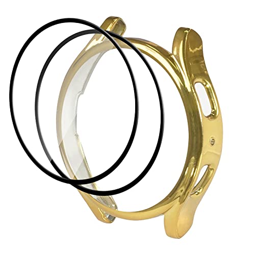 GMUJIAO 2-Stück Hülle für Samsung Galaxy Watch 5 Pro,Stoßabsorbierende Dünn Designte Schutzhülle,Rundum Schutzhülle HD Ultradünne Schutz Case-Gold von GMUJIAO