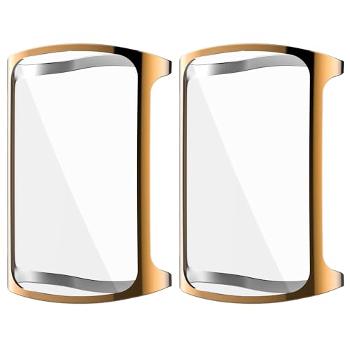GMUJIAO [2 Stück kompatibel mit Fitbit Charge 6 für Hülle,Stoßabsorbierende Dünn Designte Schutzhülle,Rundum Schutzhülle HD Ultradünne Schutz Case-Roségold von GMUJIAO