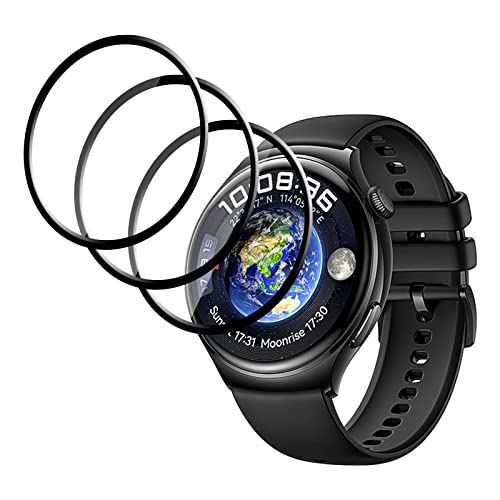 GMUJIAO 3 Pack Displayschutzfolie für Huawei Watch 4,3D gekrümmte Kante Anti-Scratch Bubble Free HD Ultra Shatterproof Flexible Schutzfolie [Anti Scratch]-Schwarz von GMUJIAO