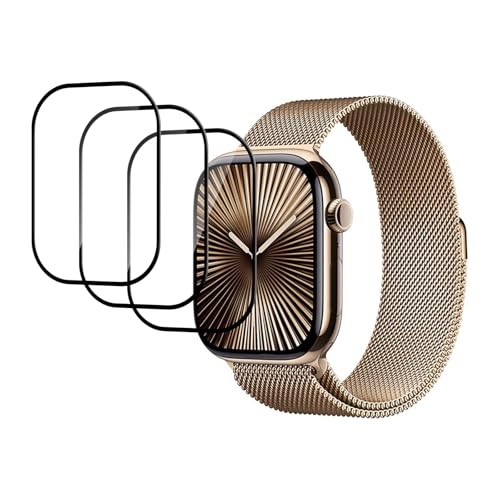 GMUJIAO [3 Stück kompatibel mit Apple Watch Series 10 46mm für Displayschutzfolie,3D gekrümmte Kante Anti-Scratch Bubble Free HD Ultra Shatterproof Flexible Schutzfolie [Anti Scratch]-Schwarz von GMUJIAO