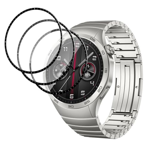 GMUJIAO [3 Stück kompatibel mit Huawei Watch GT4 46mm für Displayschutzfolie,3D gekrümmte Kante Anti-Scratch Bubble Free HD Ultra Shatterproof Flexible Schutzfolie [Anti Scratch]-Schwarz von GMUJIAO
