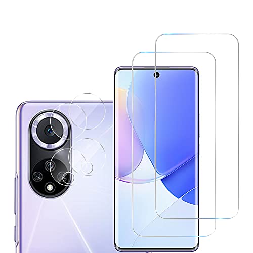 GMUJIAO [4 Pack] kompatibel mit Huawei nova 9 für gehärtetes Glas Displayschutzfolie & Kamera Schutzfolie Linse,Bruchsicher,HD Clear von GMUJIAO