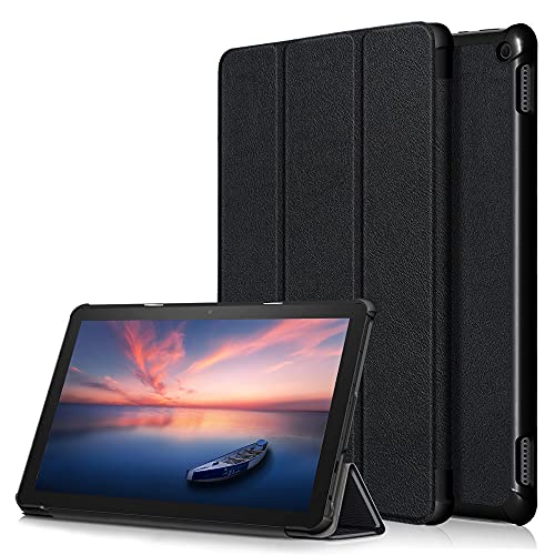 GMUJIAO Cover kompatibel mit Samsung Galaxy Tab A8 10,5 Zoll 2021 Tablet, Schutzhülle aus PU-Leder, ultradünn, mit Standfunktion mit DREI klappbaren Halterungen [Fallsicherung]-Schwarz von GMUJIAO