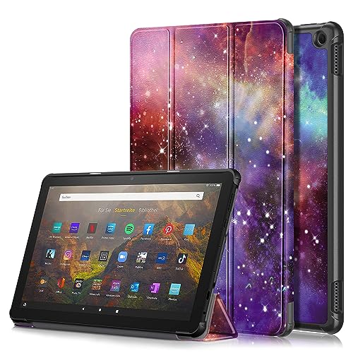 GMUJIAO Hülle Kompatibel mit Amazon Fire HD 10 2023（10 inch）,Standfunktion Schlanke PU Leder Telefontasche mit Dreifachem Standfuß [Sturzsicher]-Silberfluss von GMUJIAO