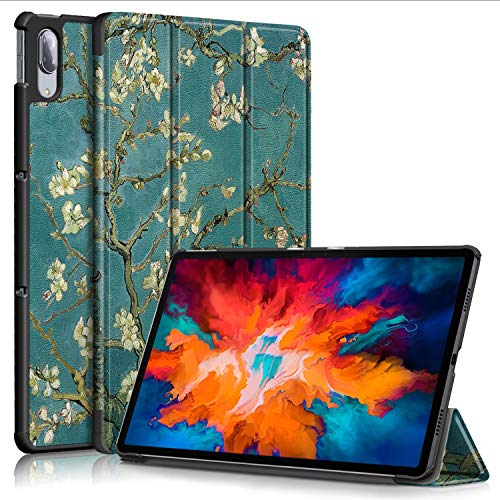 GMUJIAO Hülle Kompatibel mit Lenovo Tab P11 5G,Standfunktion Schlanke PU Leder Telefontasche mit Dreifachem Standfuß [Sturzsicher]-Mandelblüte von GMUJIAO